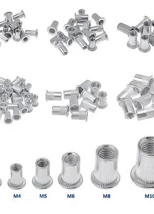 Комплект резьбовых заклепок 60 шт, м3–м10, 6 размеров, сталь