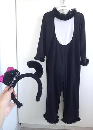 Костюм карнавальный комбинезон комбез ободок ушки на новый год новогодний хелловин хеллоуин кишки черной кошки кошечка кошка кошка 5-6-7 лет