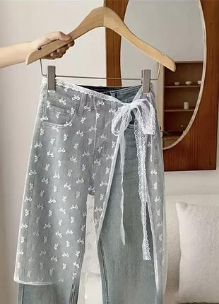 Тренд мереживна хустка косинка платок на талію спідниця прозора фатиновий аксесуар на одяг