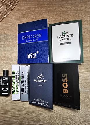 Набор пробников мужских boss, lacoste + миниатюра dsquared icon