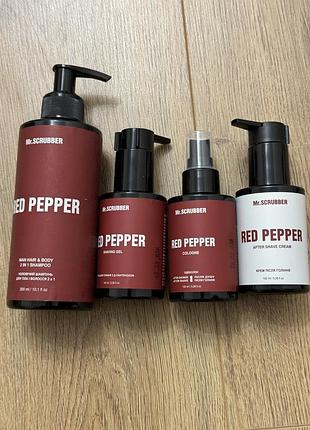 Чоловічий набір для душу та гоління mr.scrubber red pepper