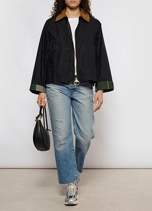 Barbour catlin чорна укорочена куртка з велюровим коміром, оригінал, розмір uk 14 / eu 40