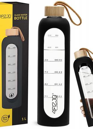 Бутылка для воды спортивная 4fizjo 1000 мл стеклянная black (p-5905973403917)