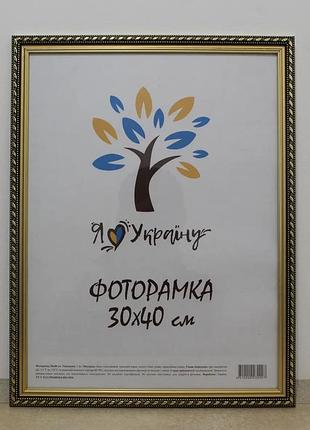 Фоторамка 30х40 см коричневый с золотым орнаментом, багет 2115 стекло