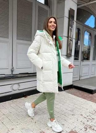 Зимний теплый пуховик / куртка / пальто белое, р. l / xxl