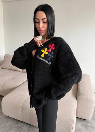 Брендовий жіночий теплий кардиган хром хартс