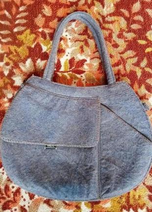 3 дні!незвичайна модна сумка від hedgren (оригінал) текстильна під повсть сизий колір