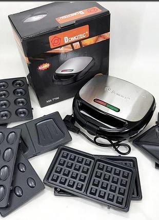 Мультипекар 6в1 зі знімними формами domotec ms-7706, сендвічниця 4в1, домашній гриль для шаурми
