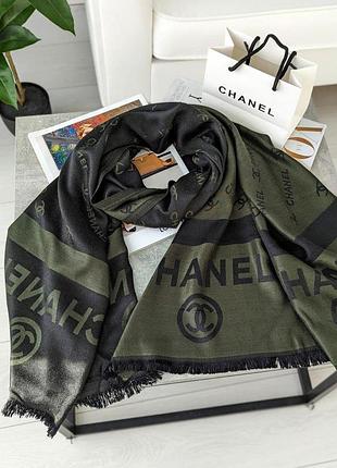 Палантин шарф chanel двусторонний зелено-черный есть