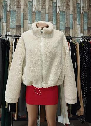 Женская шубка тедди флис, primark, xl, цвет молочный