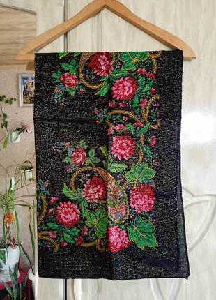 Платок женский черный с люрексом р.75/72.