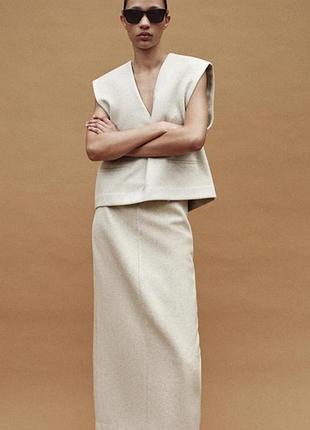 Костюм, комплект спідниця міді та жилет від zara - m