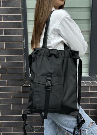 Женская сумка-трансформер рюкзак стильный молодежный для студентов подростков черный