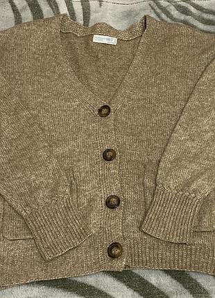 Бежевий кардиган 2xs на ґудзиках з карманами