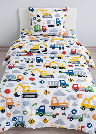 Дитячі постільні комплекти з турецького ранфорсу - спецтехніка різнокольорова, 100% бавовна!
