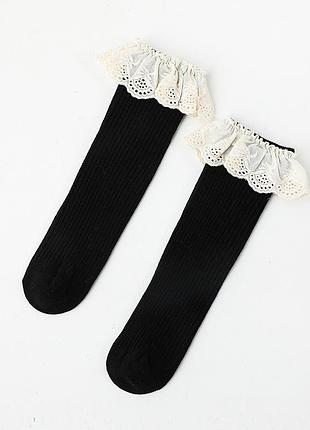 Черные подколенники на девочку, черные гетры на девочку, черные гольфы на девочку, гольфы в рубчик на девочку, черные длинные носки на девочку