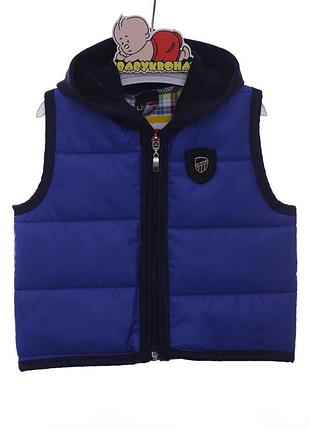Жилетка для мальчика на хлопковой подкладке спорт синий цвет 104 размер