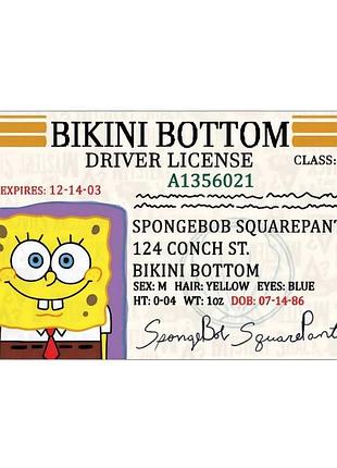 Права на водіння спанч боб id card