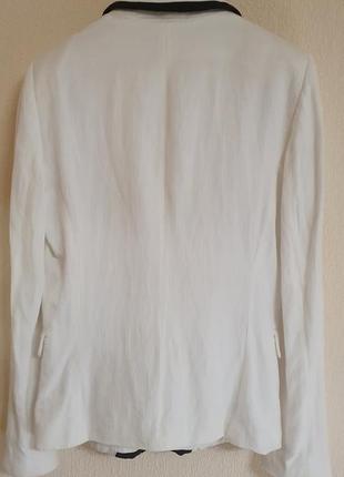 Пиджак белый лен коттон синий кант oodji2 фото