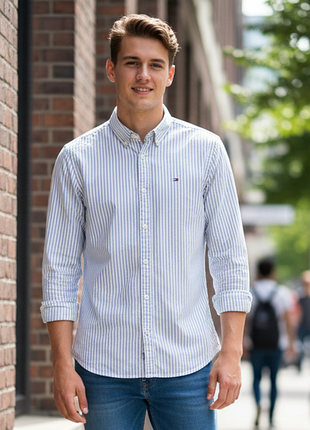 Рубашка мужская Tommy hilfiger, рубашка в клетку под джинсы