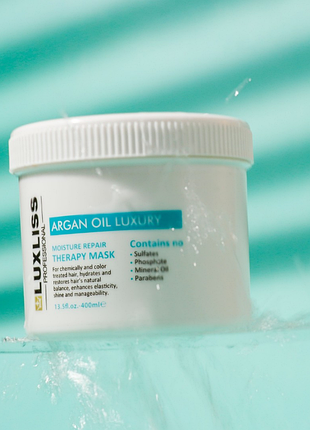 Аргановая маска-холодный ботокс luxliss argan oil luxury moisture repair therapy mask 400 мл