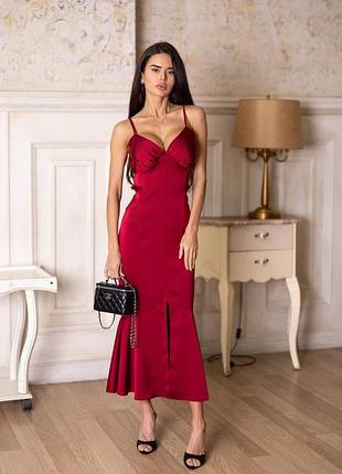 Шелковое платье красная белая черная бордо