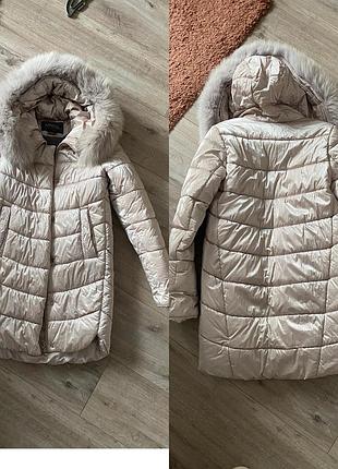 Пуховик дитячий з капюшоном.куртка дитяча (детская )зимова з натуральним хутром