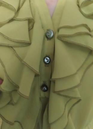 Блуза с рюшами цаета светлый лайм4 фото