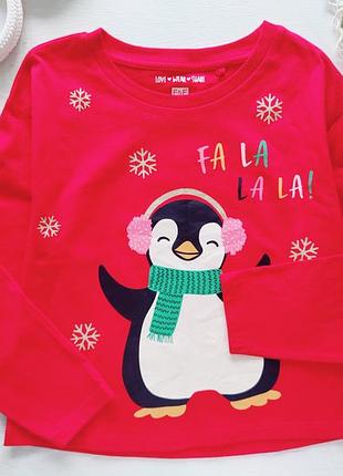 5,6 років, зріст 116 новорічний реглан із пінгвіном  артикул: 25511  бренд: f&f (эф енд эф)