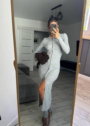 Накладний платіж ❤ 40% віскоза сукня вязана трикотажна гольф міді на ґудзиках в коси з комірцем поло