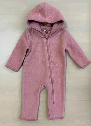 Теплый флисовый комбинезон с капюшоном