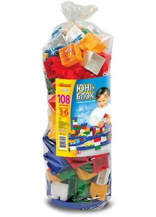 Конструктор детский "юни-блок" 70132u 108 деталей, паяный пакет