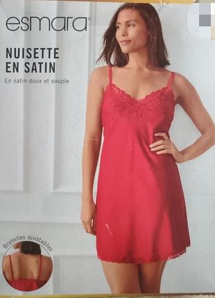 Esmara. ночная сорочка, ночнушка атласная, на бретельках.