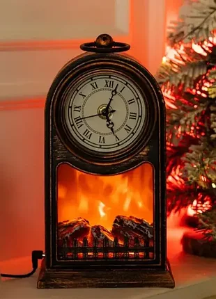 Декоративный камин-часы светодиодные в стиле ретро 14.5*12*27 см