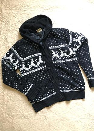 Куртка чорна вʼязана з капюшоном