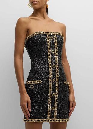 Чорна блискуча сукня камні стрази з золотою фурнітурою
