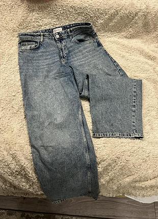 Джинсы хлопковые прямые варенки серо голубые мужские