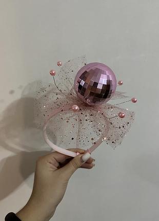 Обруч перлинка, бусинка рожева