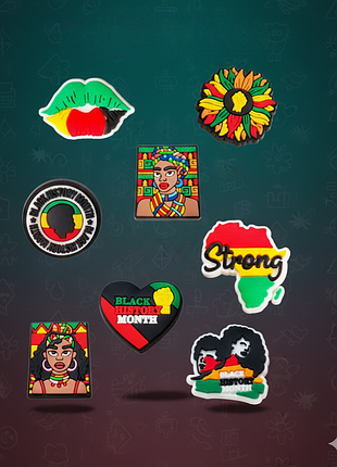 Джибітси black history month історія 8 шт аксесуари крокс прикраса dz_95_1