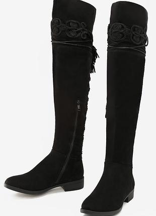Замшеві ботфорти зі шнурівкою