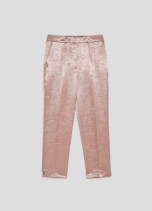 Нові блискучі штани zara basic (xs) – рожеве золото