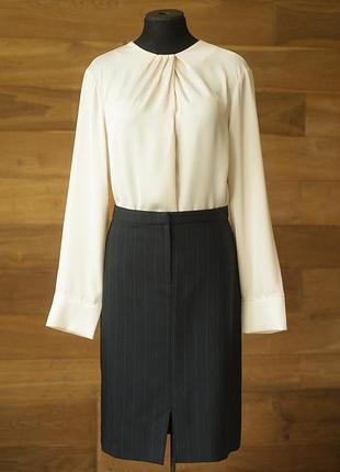 Чорна вовняна спідниця в смужку міді жіноча emporio armani, розмір м