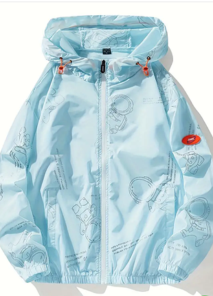 Унісекс літня вітровка 3xl — легка одношарова куртка з капюшоном