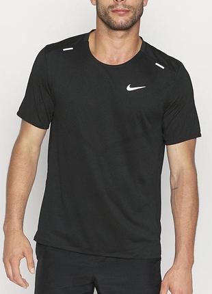 Футболка nike pro чоловіча спортивна чорна для залу бігу тренувань swoosh reflective