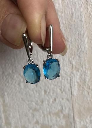 Серьги с топазом оттенка (гидротерм), s925.