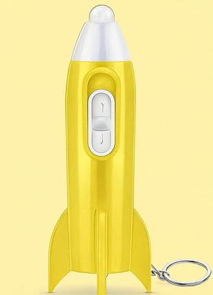 Брелок-фонарик в форме ракеты led с кнопкой, игрушка-сувенир желтый