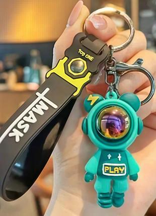 Брелок "top one mask" з фігуркою космонавта — стильний аксесуар для ключів бірюзовий