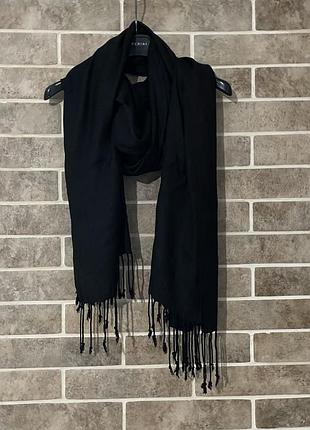 Палантин натуральный, черный, большой размер