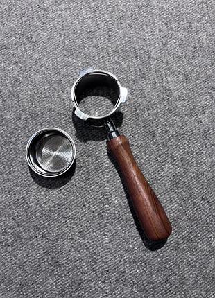 Бездонний холдер для еспресо (bottomless portafilter) з деревʼяною ручкою, новий