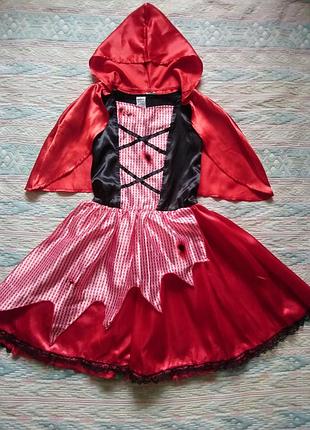 Карнавальное платье красная шапочка с накидкой на 9-10 лет